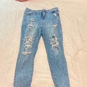 American Eagle Outfitters Light Blue Ripped Skinny Jeans
